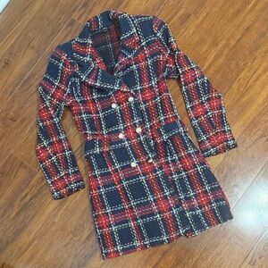 Plaid Double-Breasted Women's dress